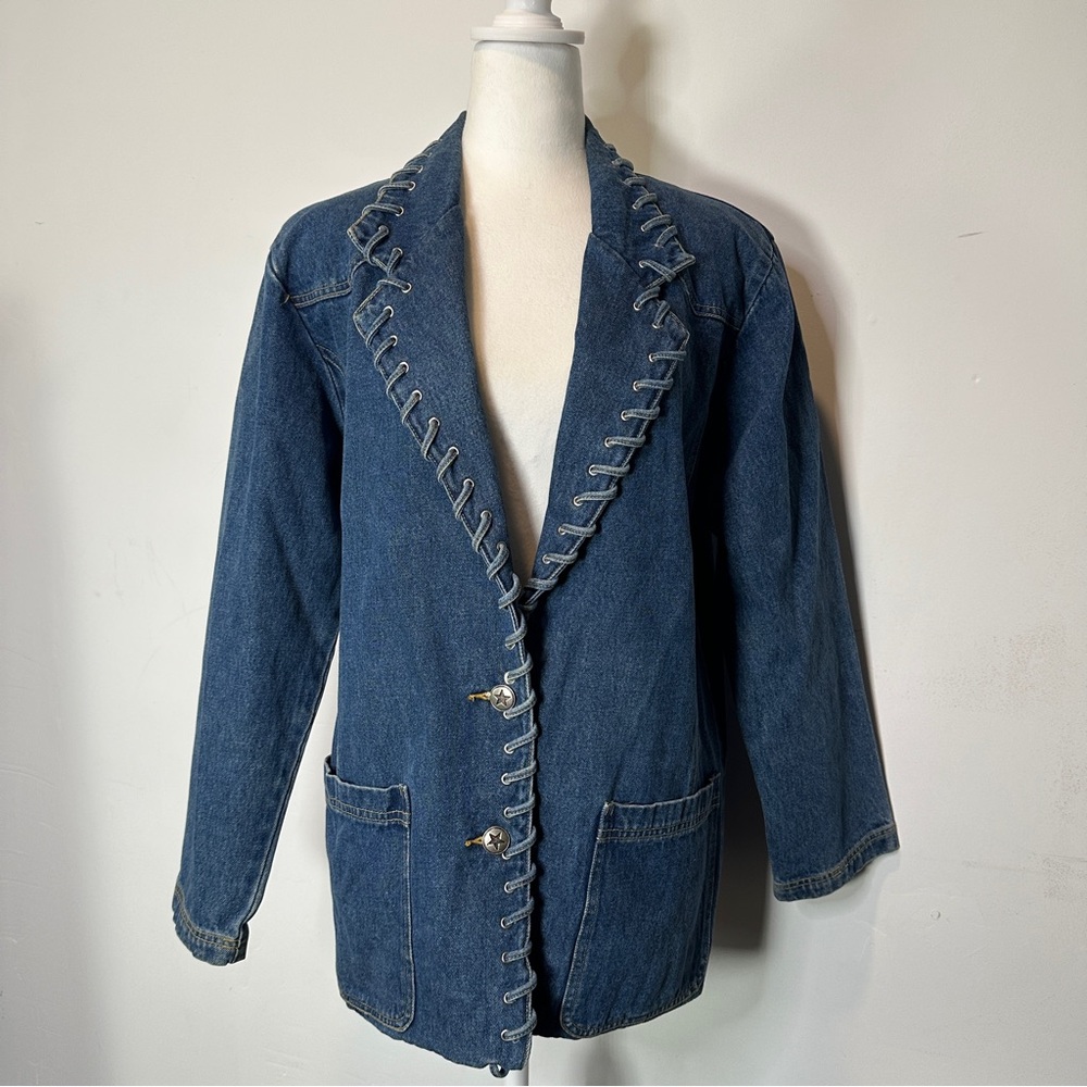 Denim Women's Jacket with Stitch Detailing